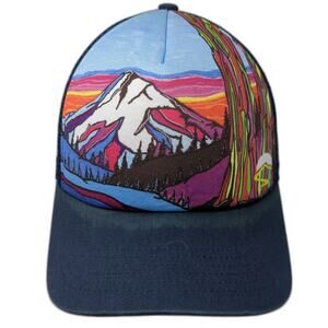 Sunday Afternoons Trucker Hat Blue One Size Artist Series Mountain Graphic